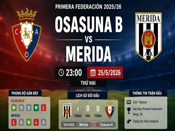 Nhận định kèo Osasuna B vs Merida lúc 23h00 ngày 25/5